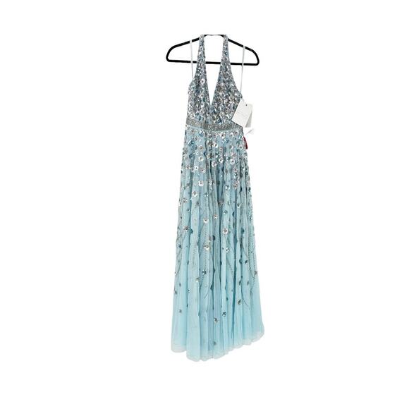 Mac Duggal Women's Floral Embellished Halter Backless A Line Gown Size 10 NWT - Picture 8 of 11